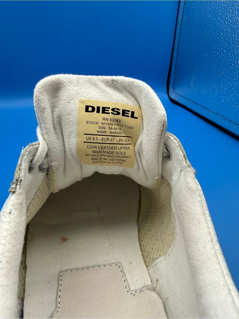 Diesel Barner White Leather Sneaker Bundle Sz 8.5